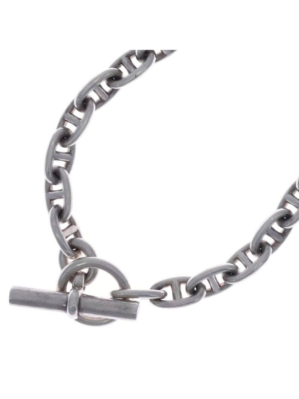 Hermes Vintage Chaine D'ancre MM Silver Necklace Cursive